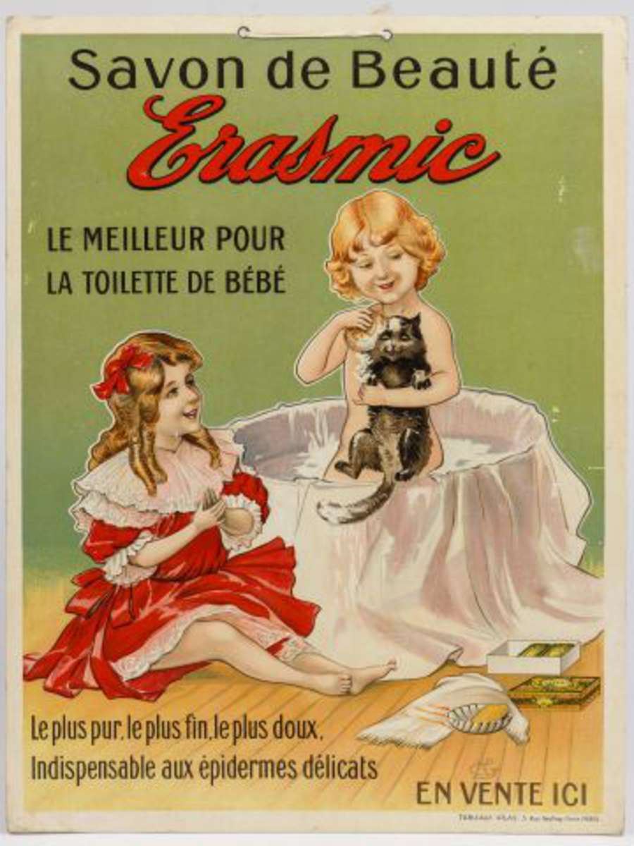 Crème et Savon MYSCA , Hygiène Santé Beauté » - Panonceau publicitaire  lithographié illustré, Vente aux enchères : Cartes postales - Vieux papiers