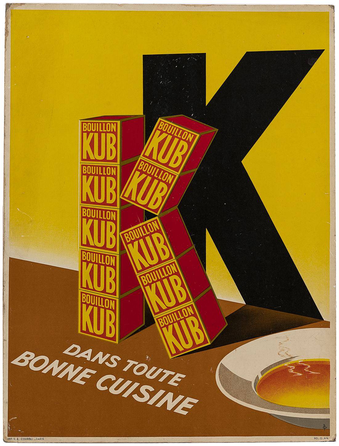 BOUILLON KUB "Dans toute Bonne Cuisine" PLV lithographiée illustrée