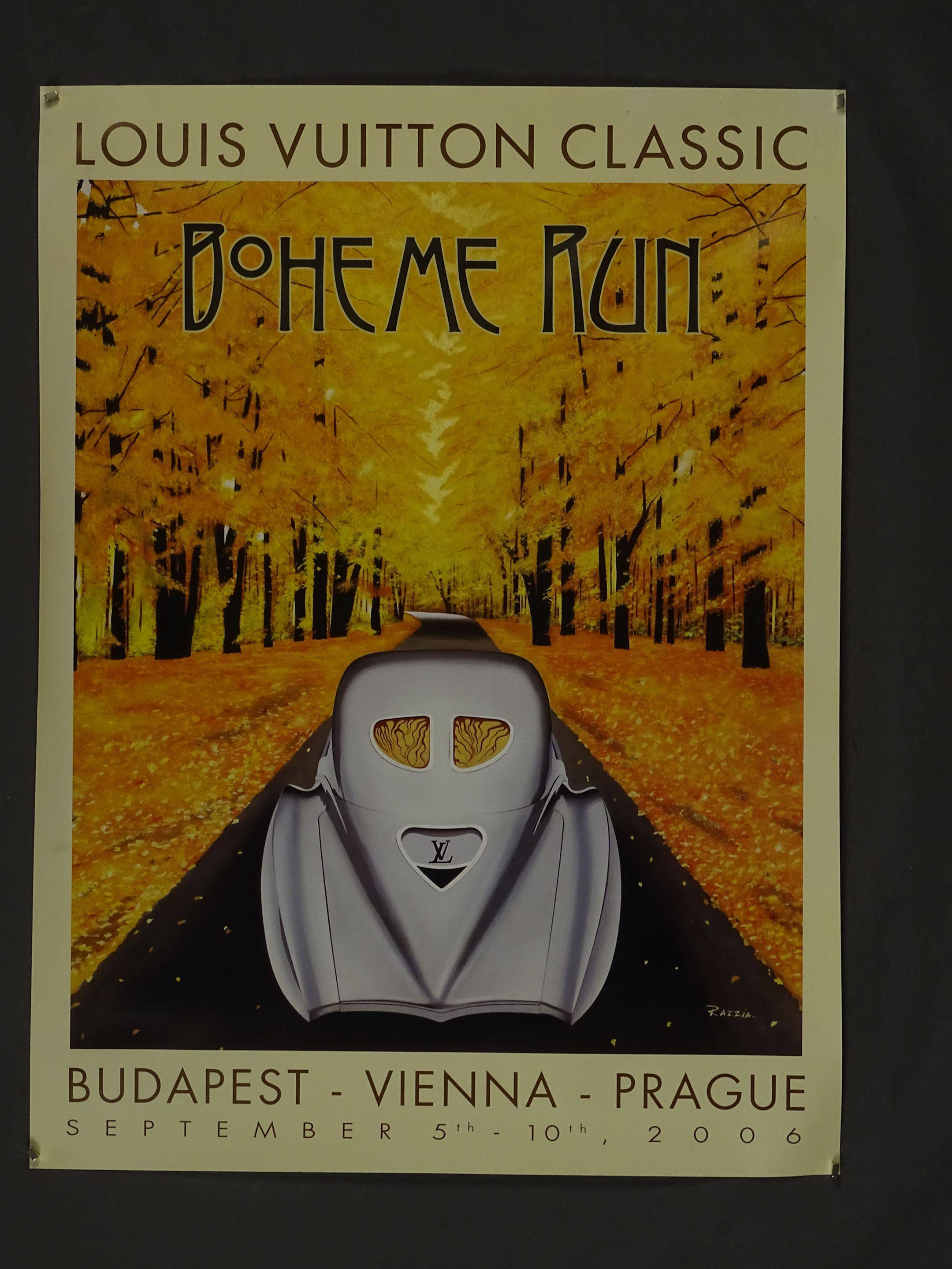 LOUIS VUITTON CLASSIC « Boheme Run» « Budapest - Vienna - Prague 2006 » :  Affiche signée Razzia,, Vente aux enchères : Estampes - Affiches - Gravure  - Lithographie - Eauforte