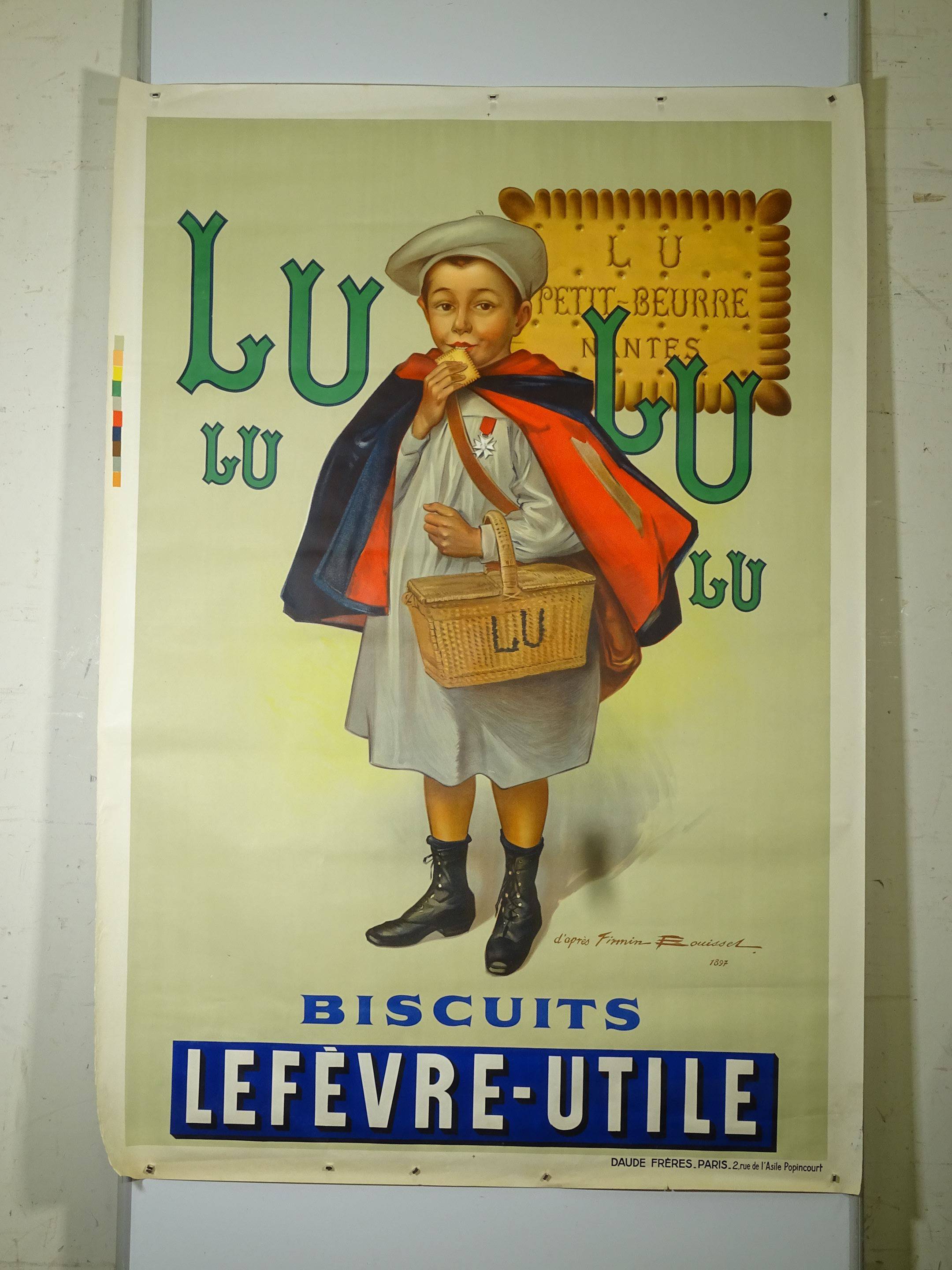 LU / Lefèvre-Utile : « Le Petit Écolier » : Affiche lithographiée 