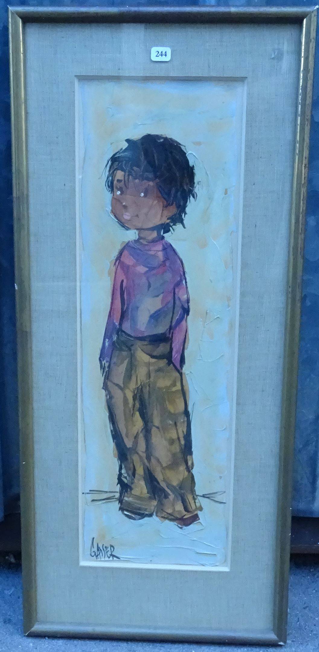 Grande aquarelle format XXème enfant endormi signéee tableau