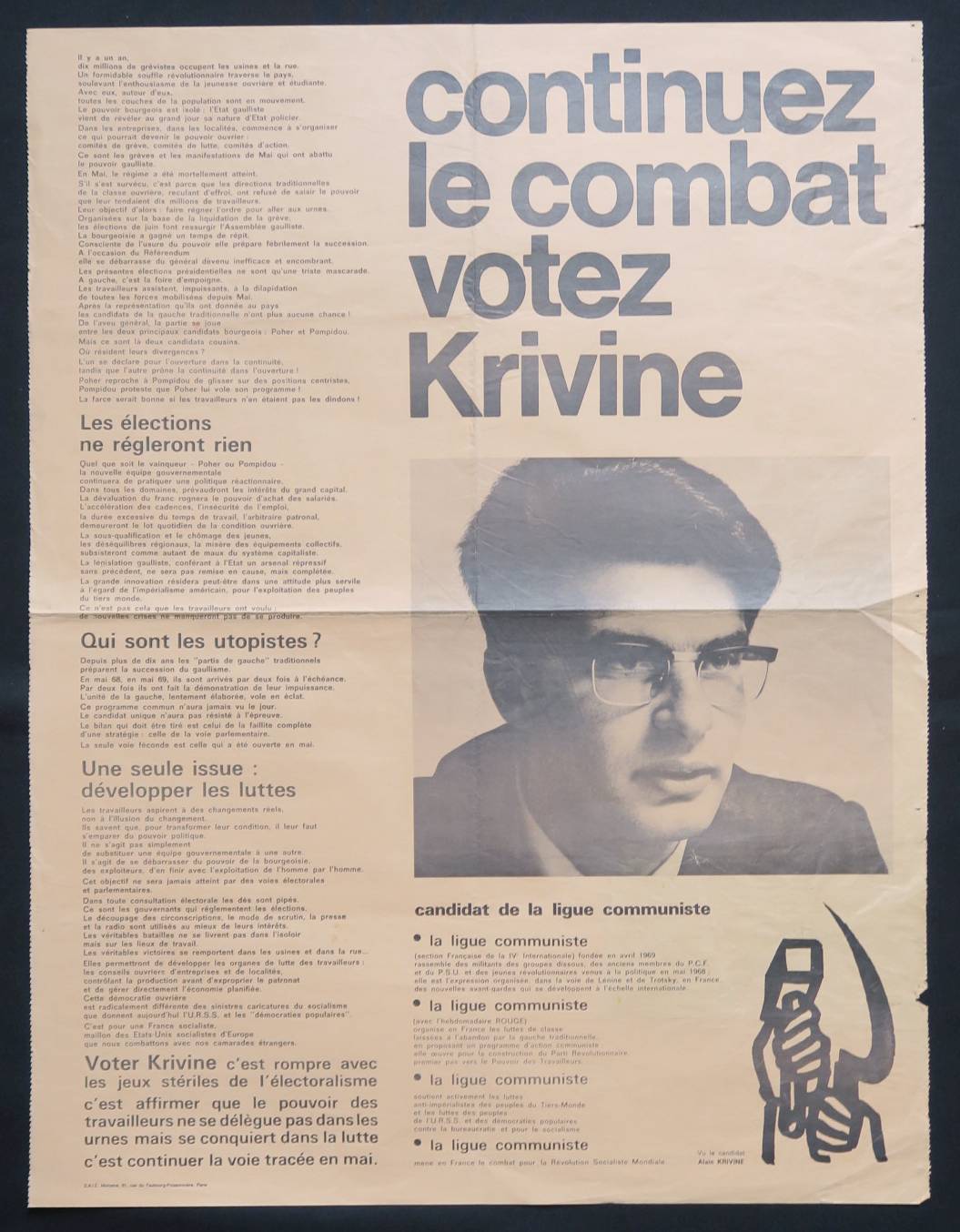 LIGUE COMMUNISTE REVOLUTIONNAIRE Alain Krivine Lot De 4 Affiches