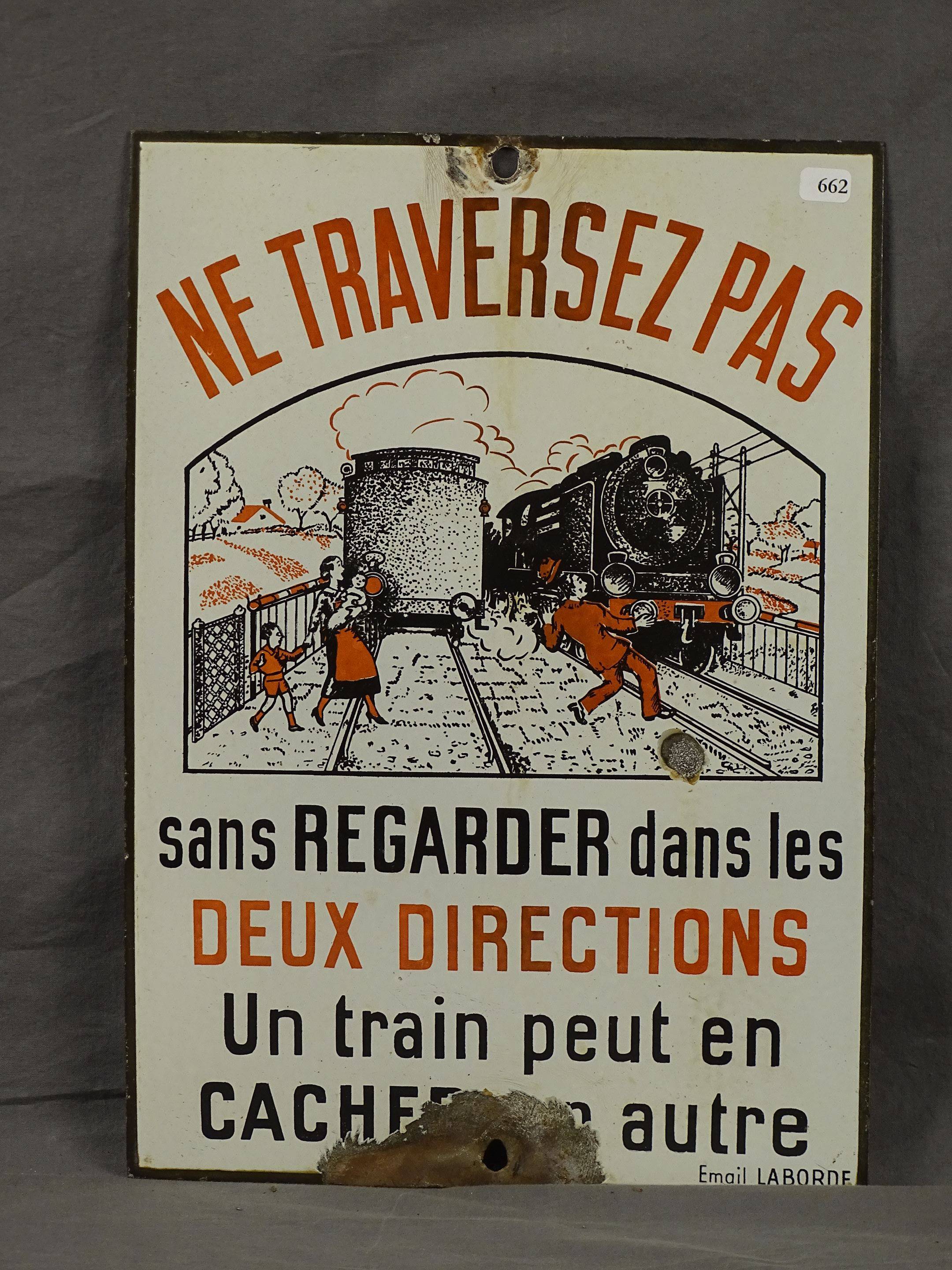 Une ancienne plaque émaillée SNCF des années 50 (émaillerie