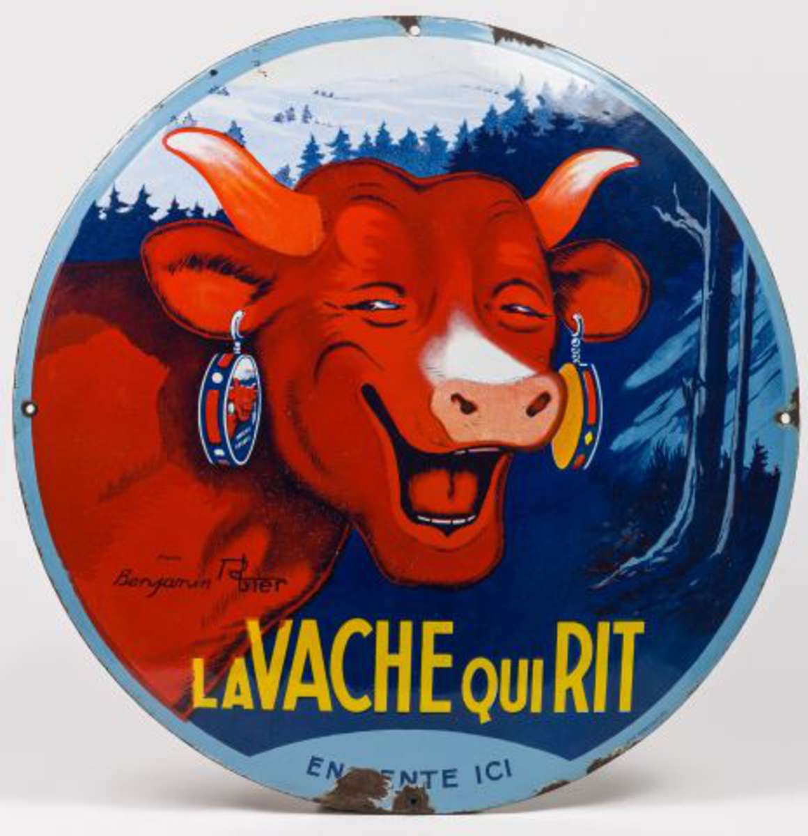 La Vache Qui Rit Plaque émaillée Ronde Bombée Illustrée Daprès Benjamin Rabier 1864 1939 