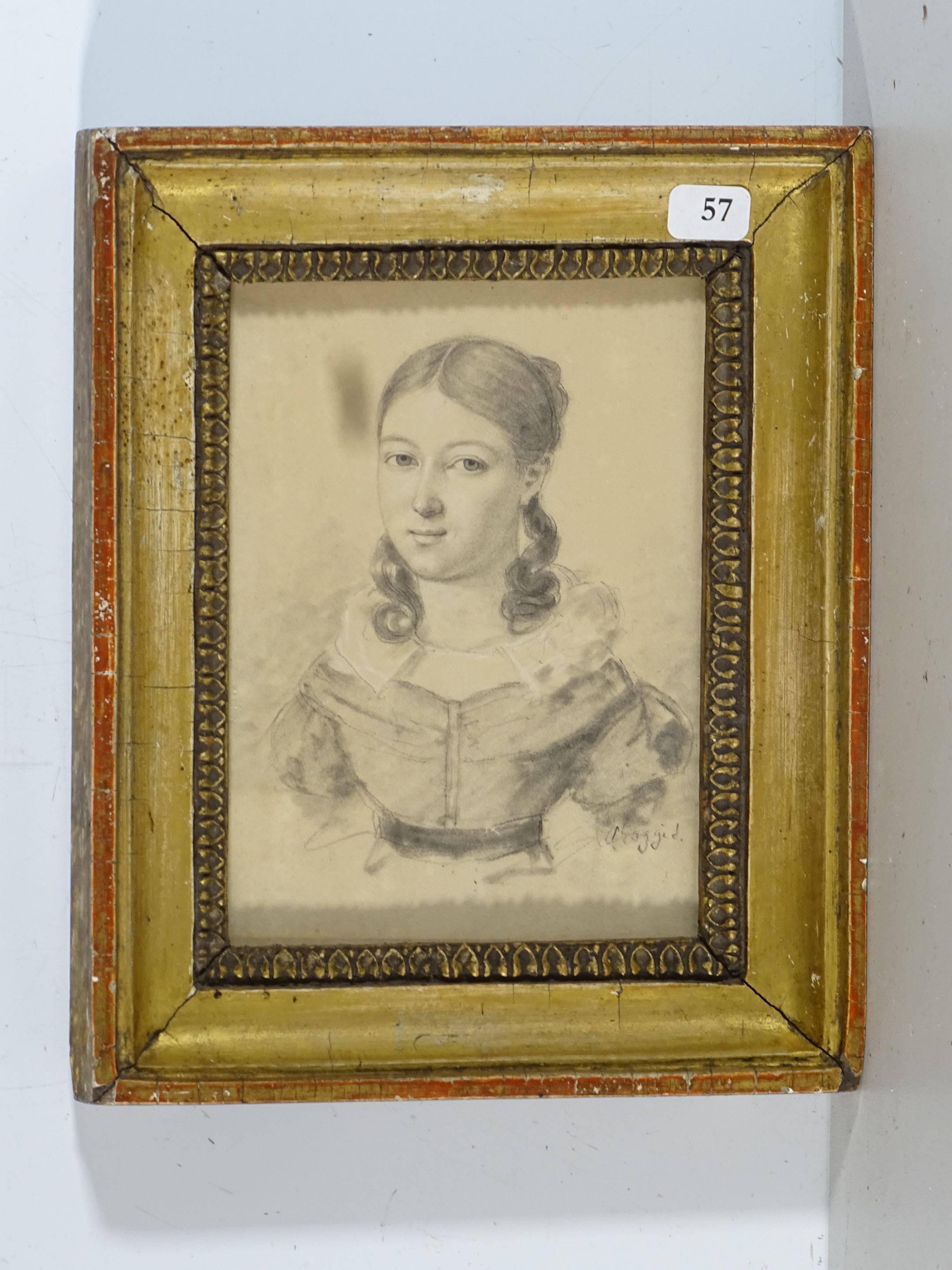 Ecole Du Xixe Si Cle Portrait De Jeune Fille Aux Anglaises Vers