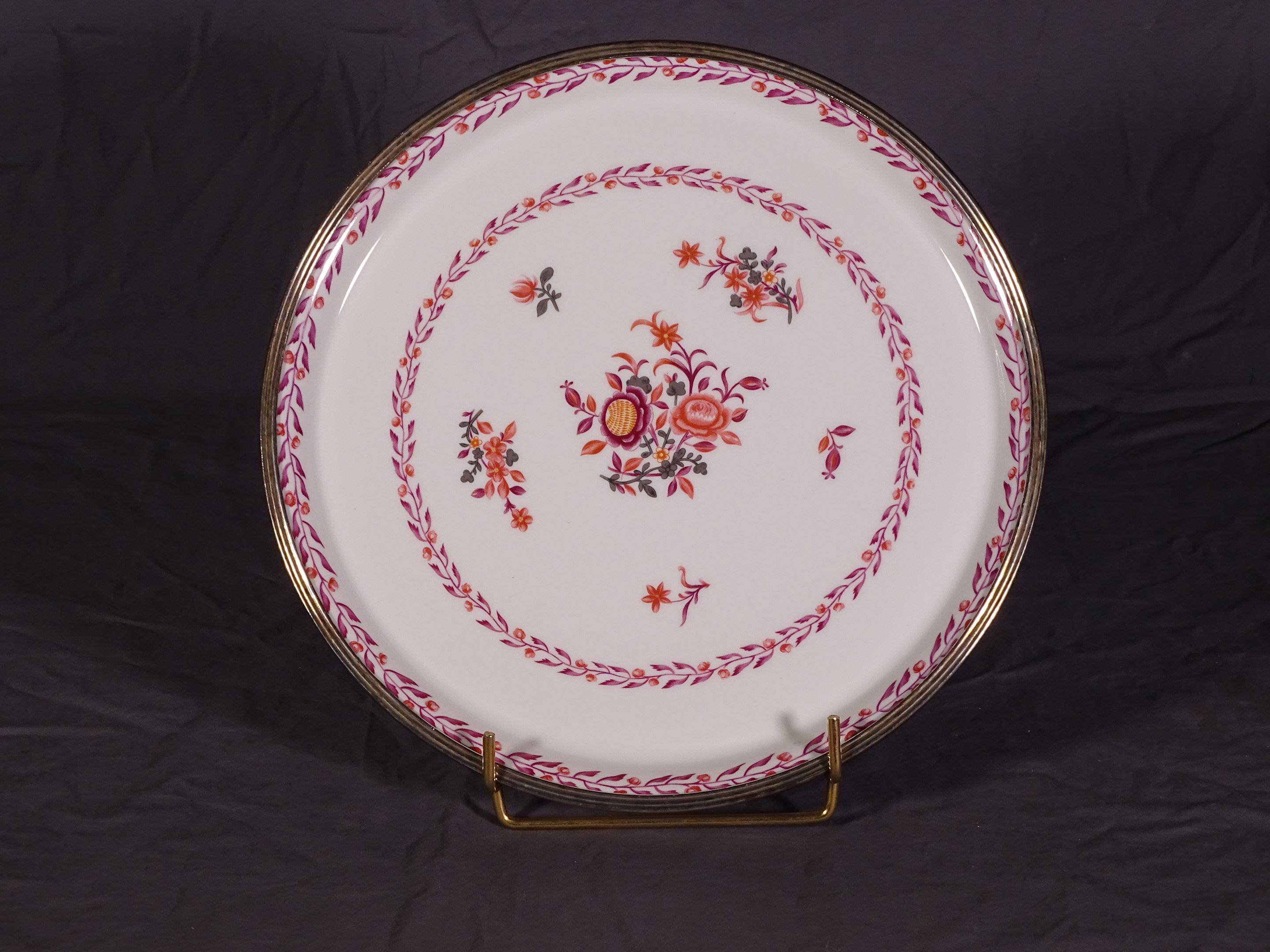 Plat à tarte 35 cm en porcelaine décoré