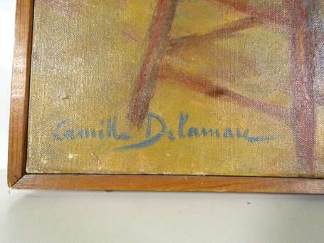 DELAMARE Camille (XXe siècle)- Femme assise. Huile