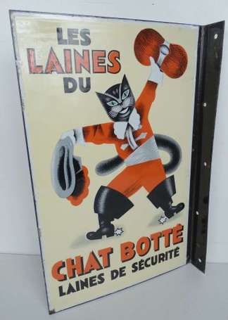 LES LAINES DU CHAT BOTTE : Plaque émaillée 