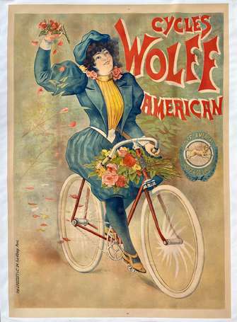CYCLES WOLFF AMERICAN : Affiche lithographiée. Imp