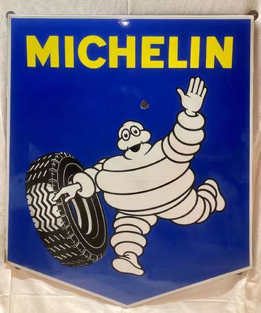 MICHELIIN : Plaque émaillée plate à rebords de 