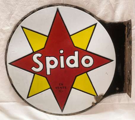 SPIDO : Plaque émaillée double-face à équerre. 48 