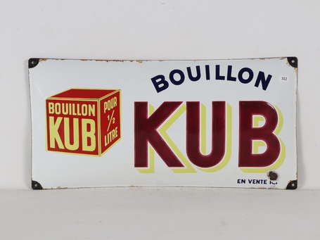 BOUILLON KUB : Bandeau émaillé bombé. Datée 1/37, 