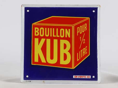 BOUILLON KUB « Pour 1/2 Litre » : Plaque émaillée 