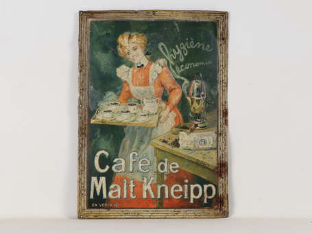 CAFÉ DE MALT KNEIPP : Tôle lithographiée embossée 