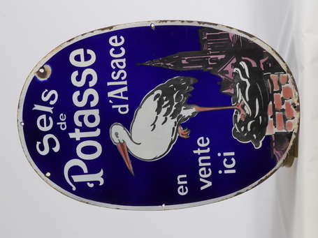 SELS DE POTASSE D'ALSACE : Plaque émaillée ovale. 