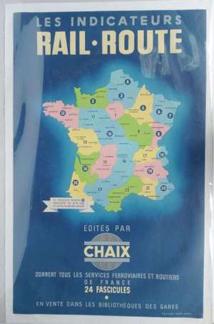 CHAIX : Affiche LES INDICATEURS RAIL-ROUTE 1948 