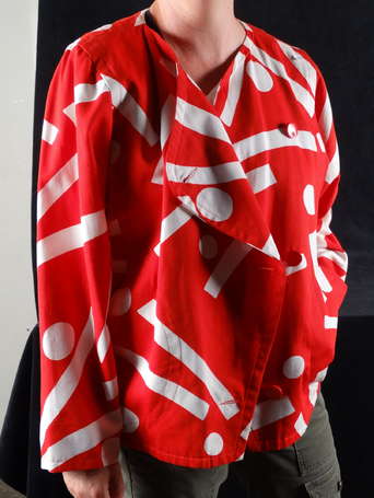 Veste Courrèges rouge et blanc à motifs 