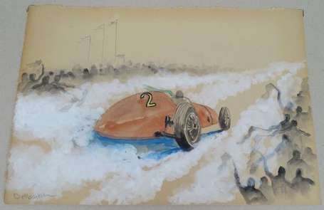 24H du Mans - Aquarelle par Delbasten - 