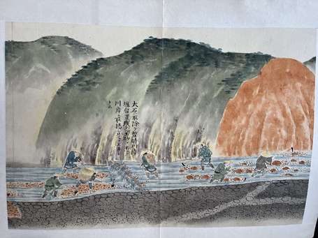 Chine ou Japon - 7 grands dessins fin XIXème ou 