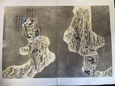 Chine ou Japon - 7 grands dessins fin XIXème ou 