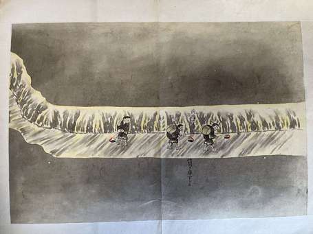 Chine ou Japon - 7 grands dessins fin XIXème ou 