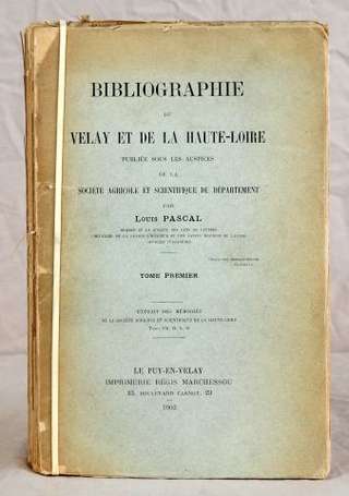 (Velay). PASCAL (Louis). Bibliographie du Velay et