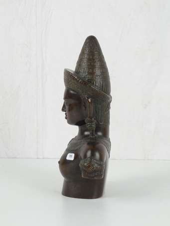 KHMER Buste de divinité en bronze XX éme H. 29 cm