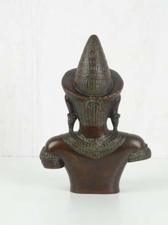 KHMER Buste de divinité en bronze XX éme H. 29 cm