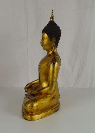 THAILANDE style SUKOTAI  Bouddha en bronze doré H.