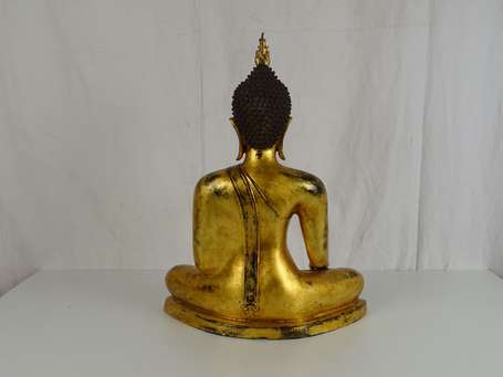 THAILANDE style SUKOTAI  Bouddha en bronze doré H.