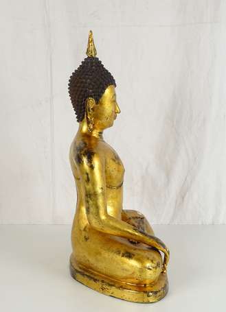 THAILANDE style SUKOTAI  Bouddha en bronze doré H.