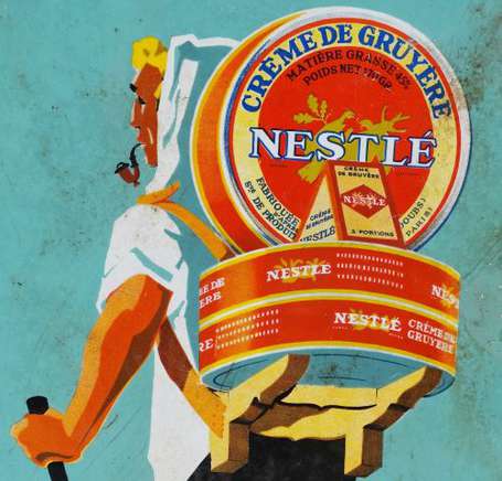 NESTLE Crème de Gruyère : Plaque émaillée plate à 