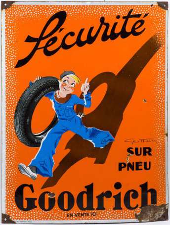 GOODRICH Sécurité : Plaque émaillée illustrée du 