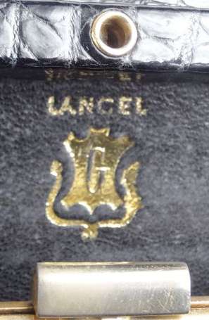 LANCEL - Sac à main en croco noir vintage (légères