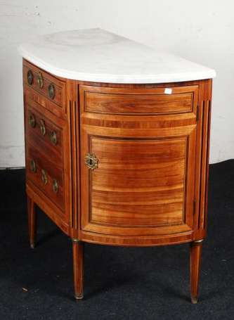 Commode demi-lune en bois de placage ouvrant par 