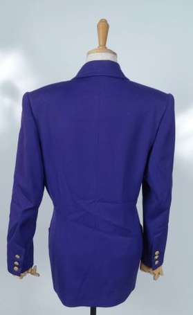 CELINE - Veste blazer en lainage violet, boutons 