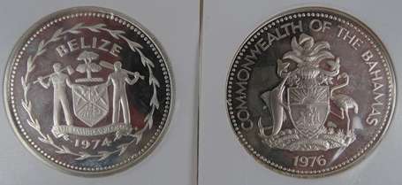 Bahamas - Belize - Lot de 2 pièces en argent 