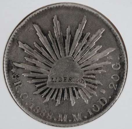 Mexique. Pièce de  8 reales en argent 1888CA. 