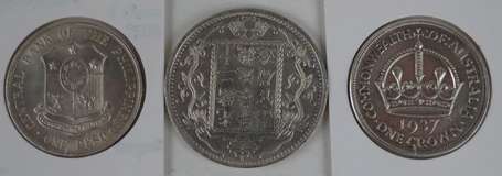 Lot de 5 monnaies en argent. Australie 1 crown 