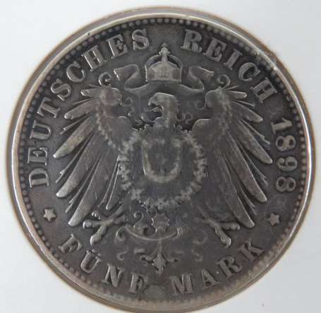 Allemagne (Hambourg). 1 pièce de 5 marks en argent