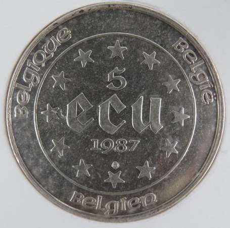 Belgique. 1 pièce de 5 ecu en argent 1987. Sup