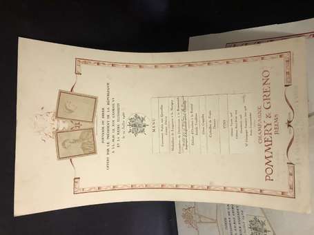 Menu souvenir du diner offert par le président de 