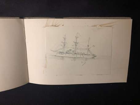 Militaria - marine - album de dessins , vues de 