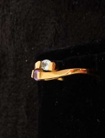 Bague toi et moi moderniste en or jaune 18K 