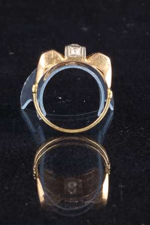 Bague tank nœud en or deux tons 18K (750°/00) 