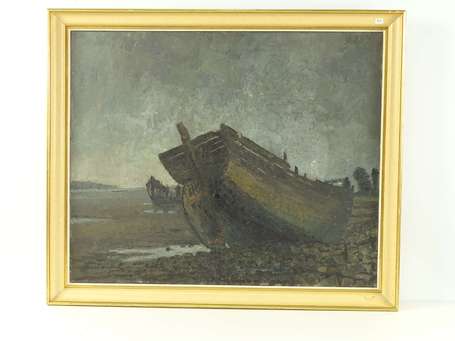 MALLIA René (1885 - 1931) Bateaux sur la grève à 