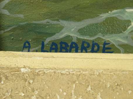 LABARDE A. Xxé Chalutier en mer Huile sur toile 