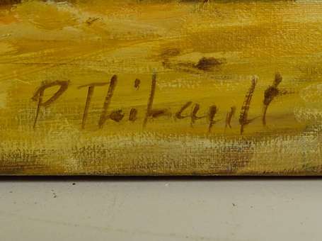 THIBAULT P. XXe - Palmeraie. Huile sur toile, 