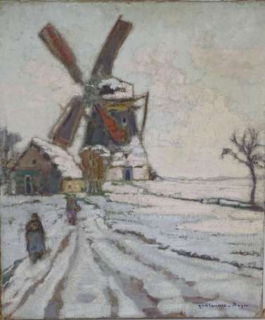 ROGER Guillaume (1867-1934). Moulin en hiver. 