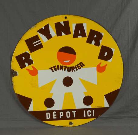 REYNARD TEINTURIER : Plaque émaillée double-face 